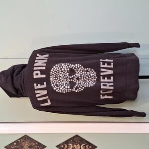 Y2k Pink Victorias Secret Black Skull Sweatshirt Size Large